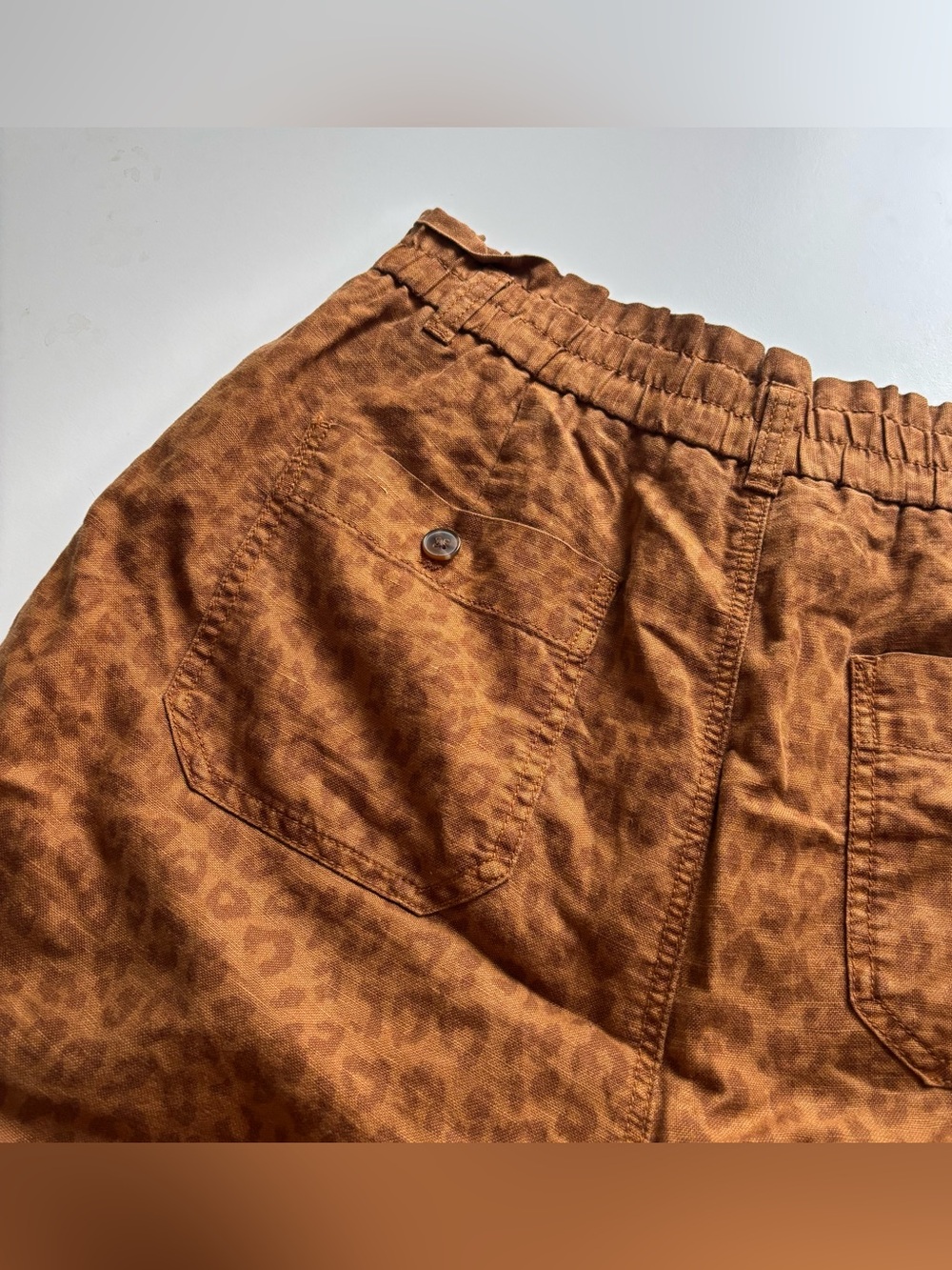 Gap Khakis animal print shorts 14 tall linen cotton blend brown tan leopard - Picture 8 of 12